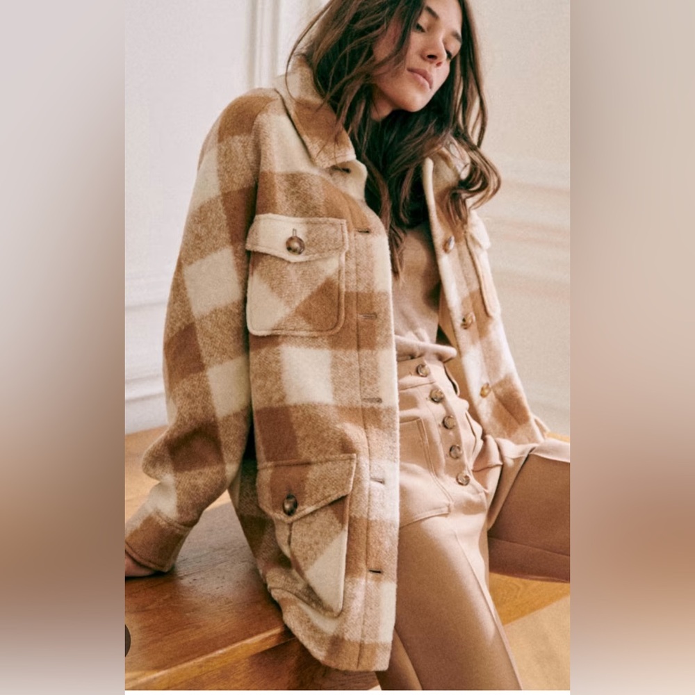 Sezane Paulin coat NWOT ecru camel
